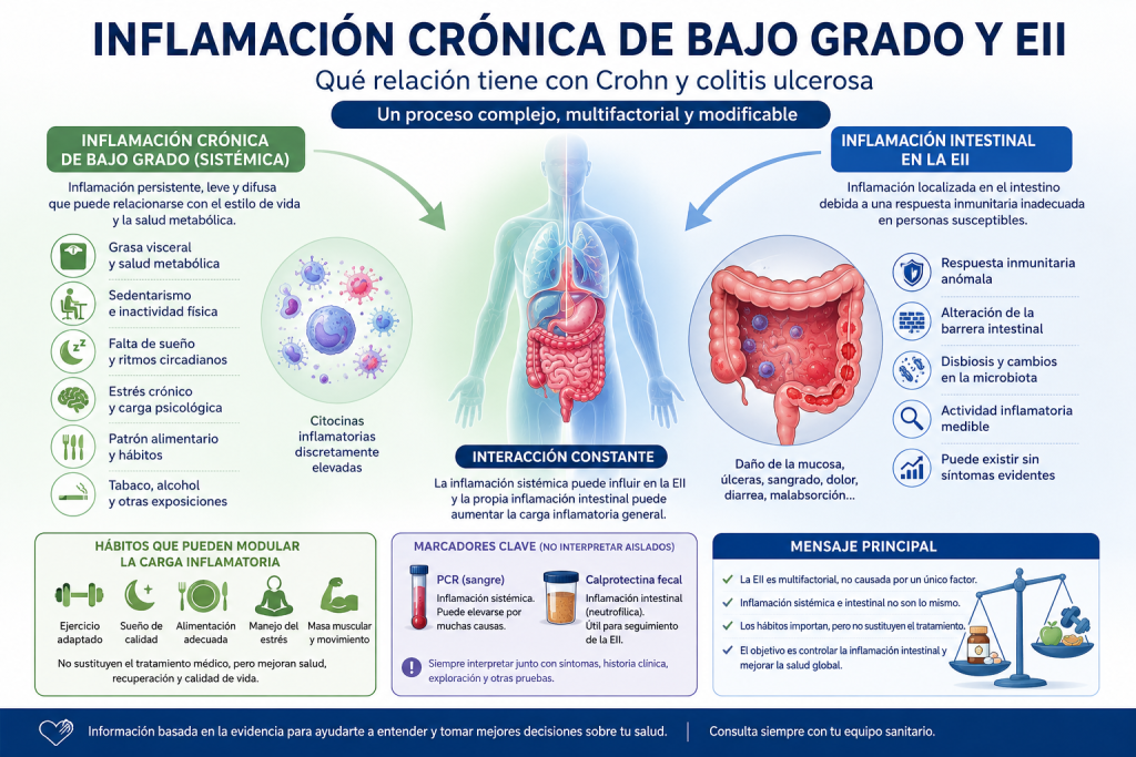 Inflamación crónica de bajo grado en Crohn y colitis