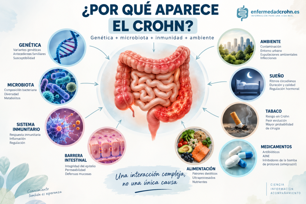 Por qué aparece el Crohn: genética, microbiota, inmunidad y ambiente